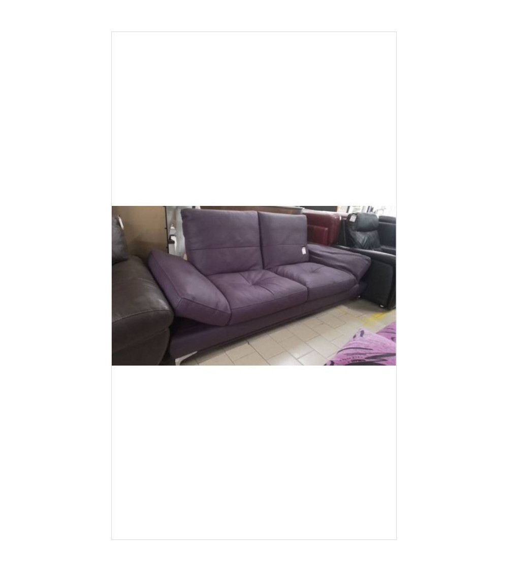 CANAPE 3PL. CUIR PRUNE