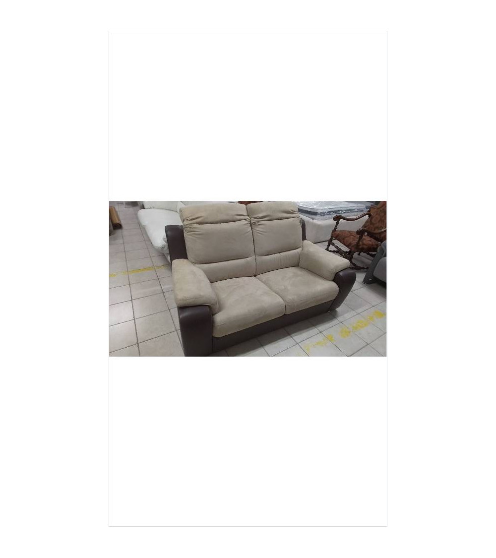 CANAPE  2PL CUIR CHOC ET MICROFIBRES