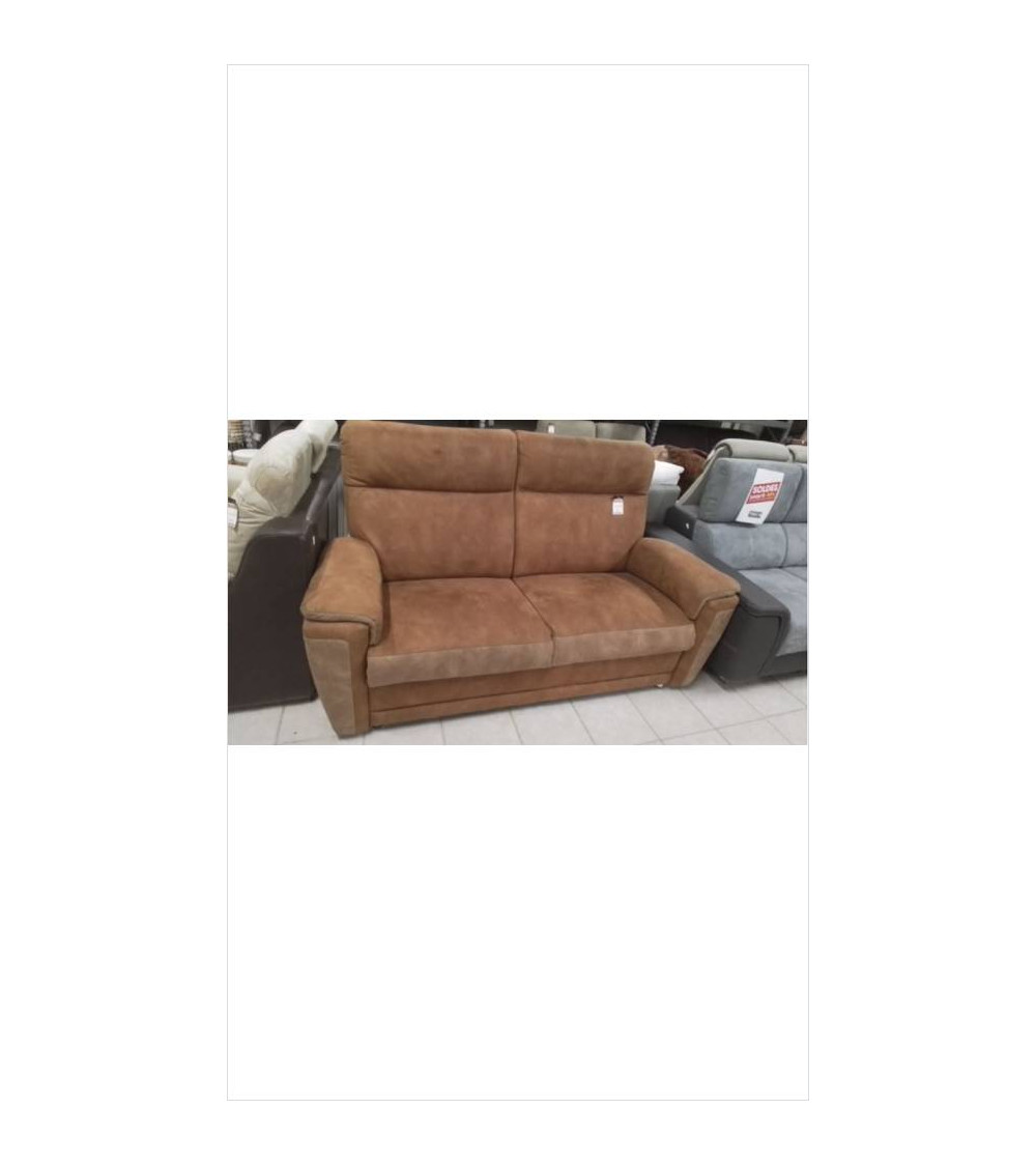 CANAPE MARRON BICOLORE TOUT TISSU