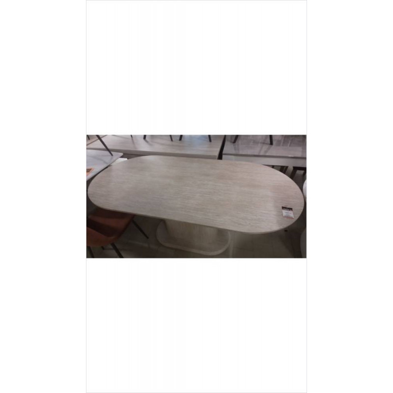 TABLE OVALE EFFET TRAVERTIN 1M80