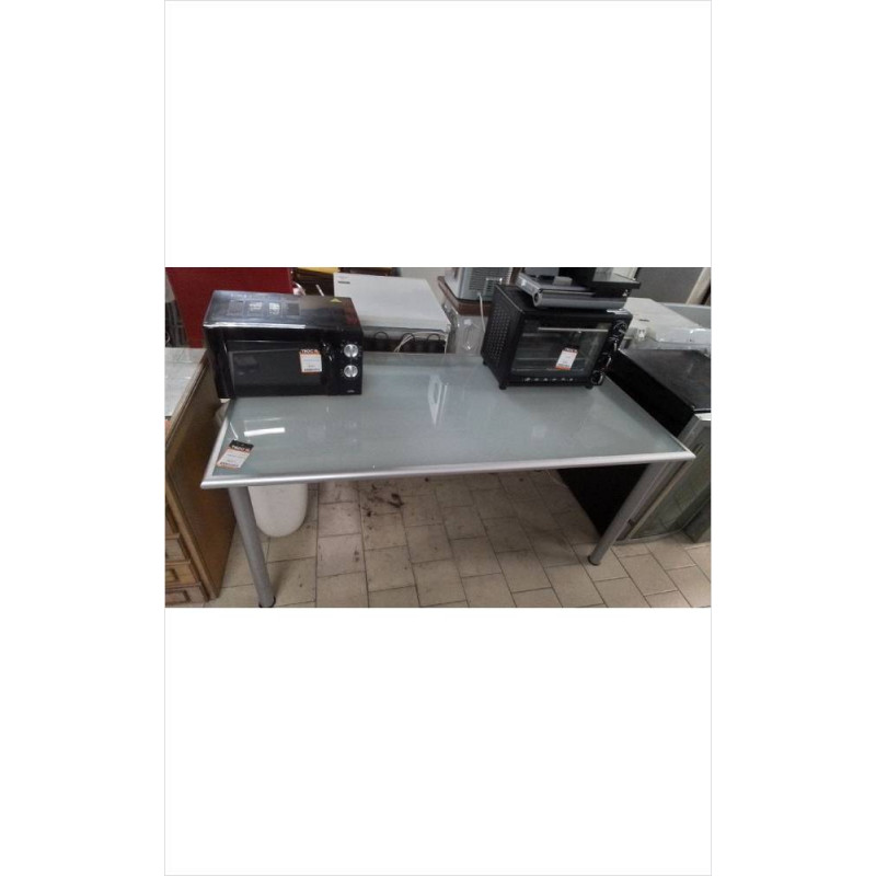 TABLE VERRE GRISE GM 