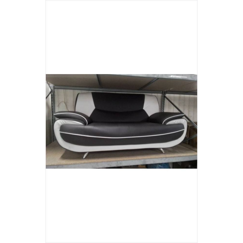CANAPE 2PL SIMILI CUIR NOIR ET BLANC