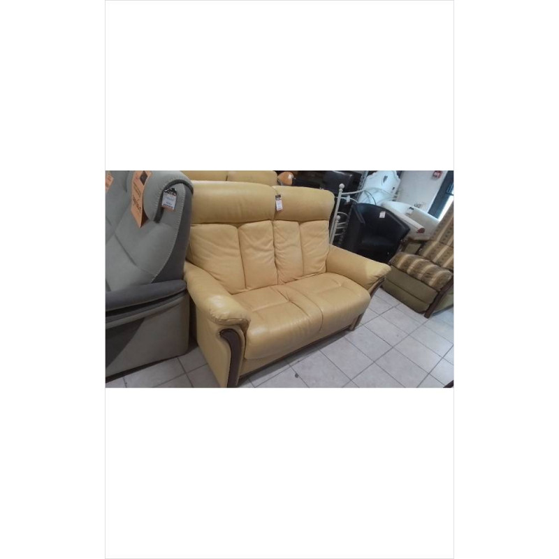 CANAPE 2P CUIR JAUNE  L UNITE STYLE STRESSLESS
