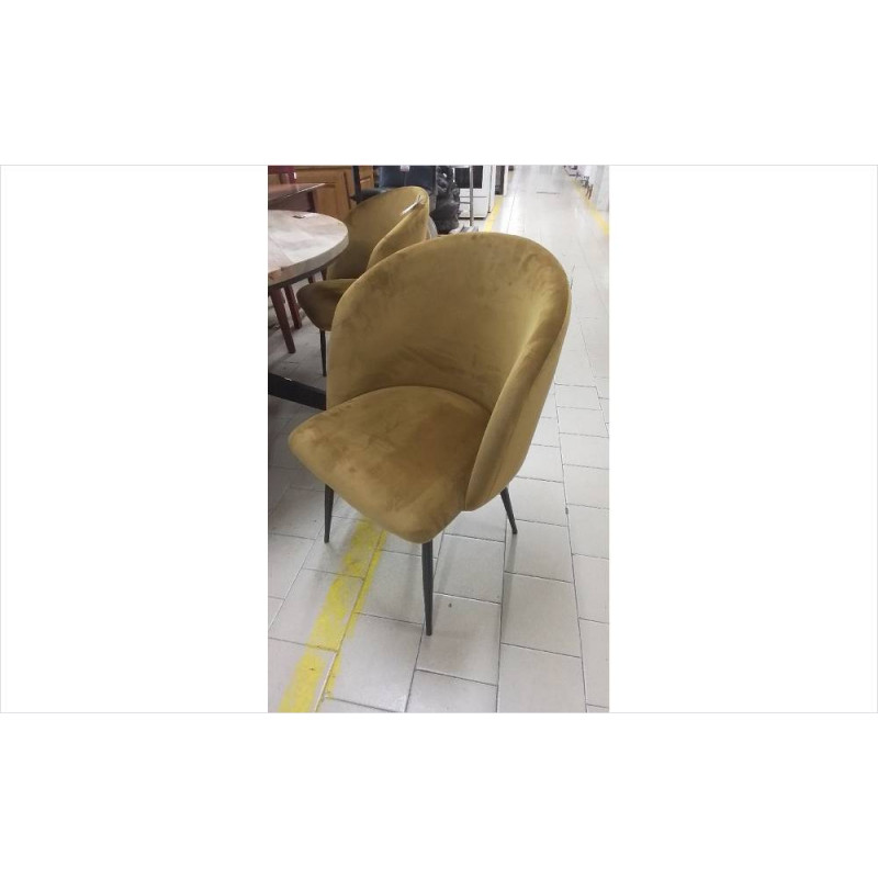 51882 FAUTEUIL VELOURS JAUNE