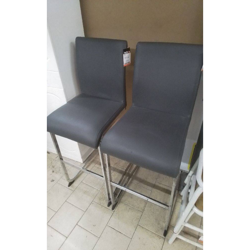 TABOURET DE BAR SIMILI CUIR GRIS