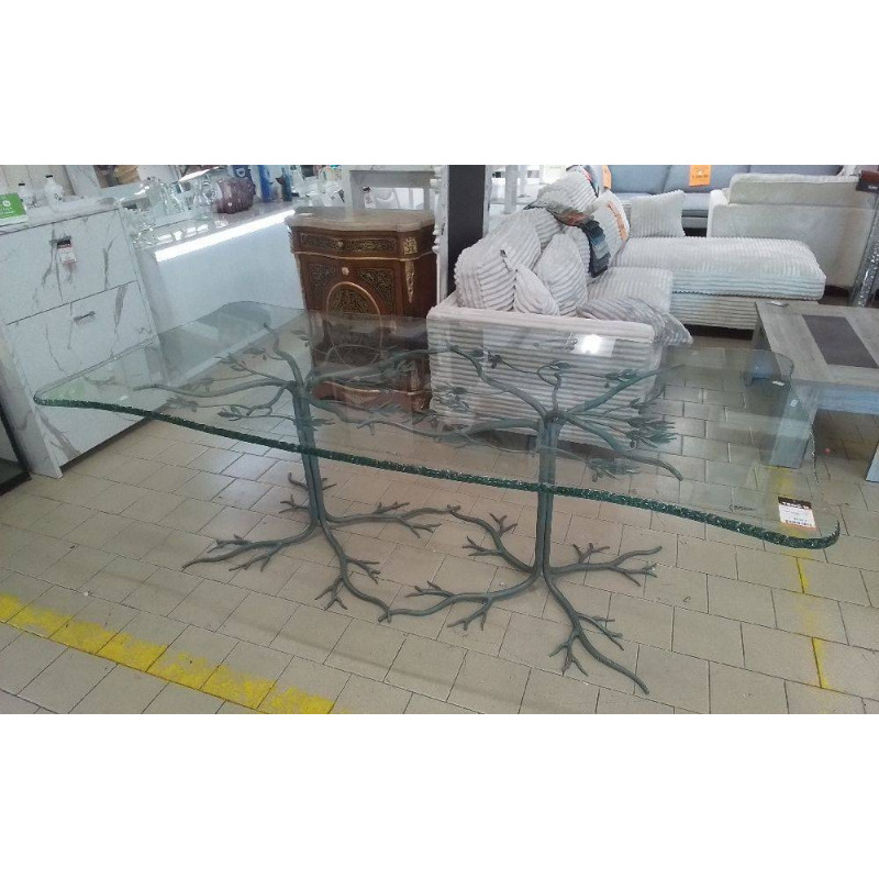 TABLE VERRE ET FER FORGÉ
