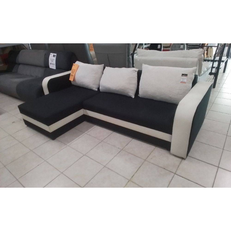 CANAPE D ANGLE NOIR ET BLANC CONVERTIBLE ET REVERSIBLE