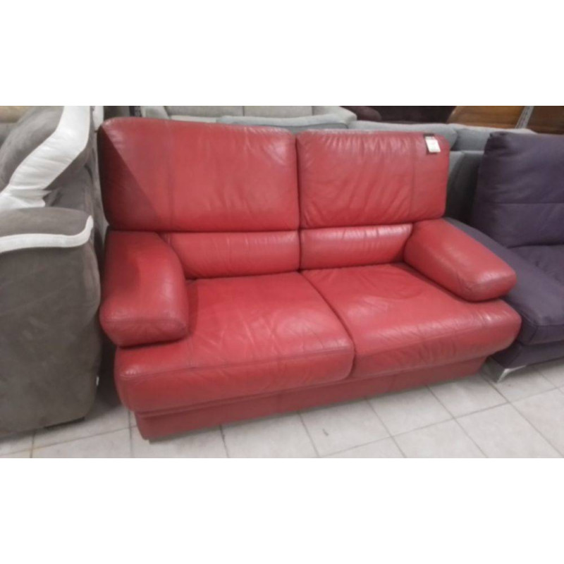 CANAPE 2P CUIRE ROUGE