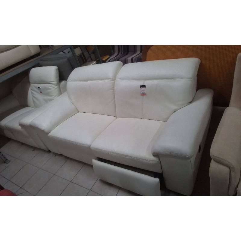 CANAPE RELAX ELECTRIQUE CUIR BLANC 1 COTE ABIMÉ