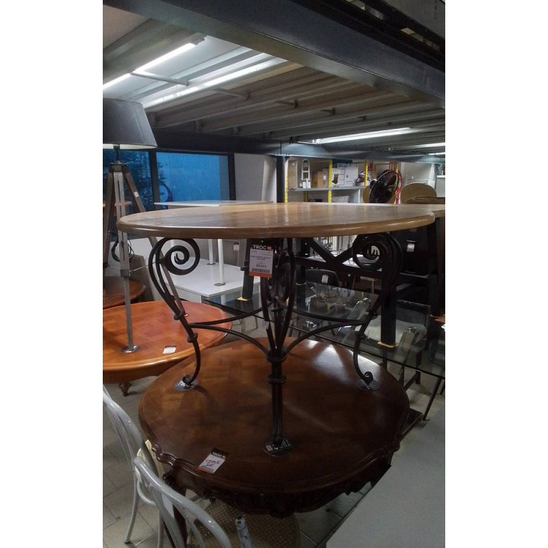 TABLE RONDE CHENE ET FER FORGE
