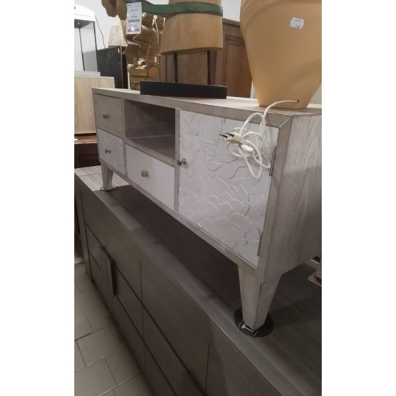 MEUBLE TV STYLE INDUS BLANC