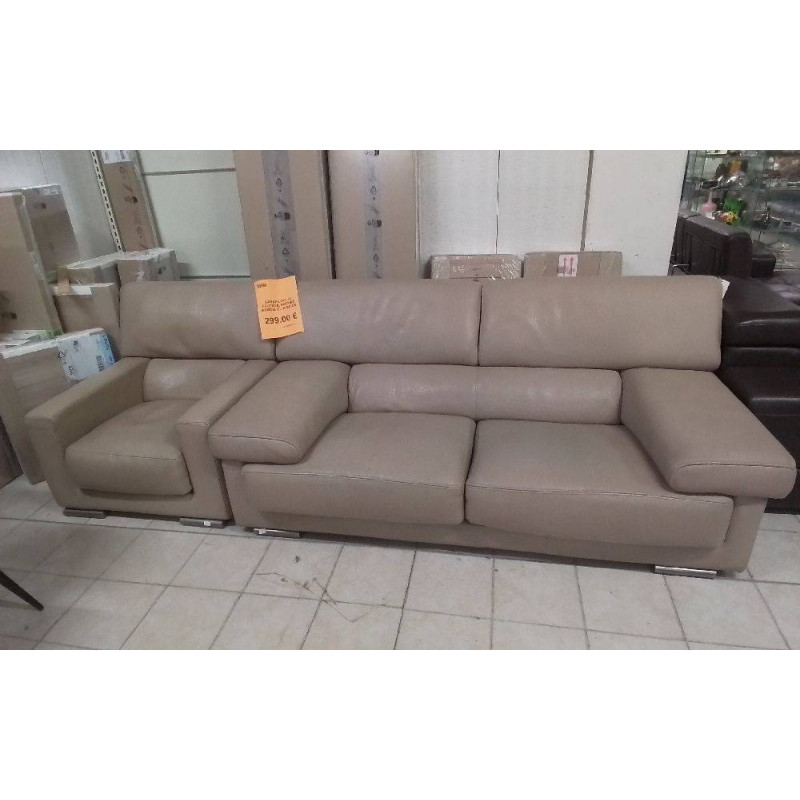 CANAPE 3PL +1 FAUTEUIL ROCHES BOBOIS CUIR BEIGE