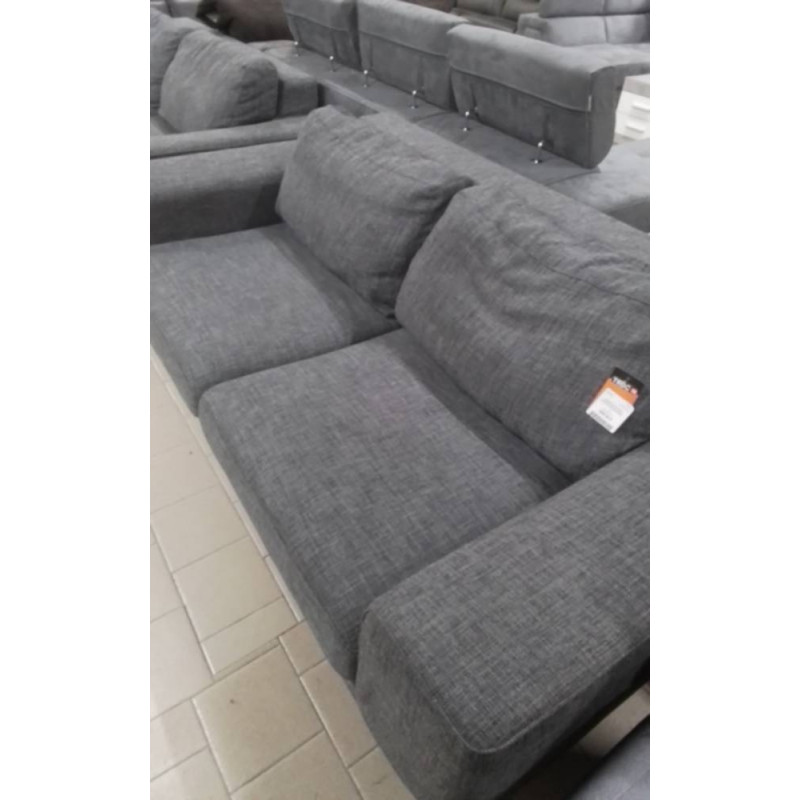 CANAPE 2 PLCUIR CENTER GRIS/JAUNE