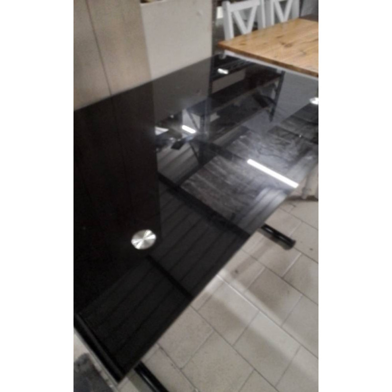 TABLE BASSE VERRE NOIR RELEVABLE