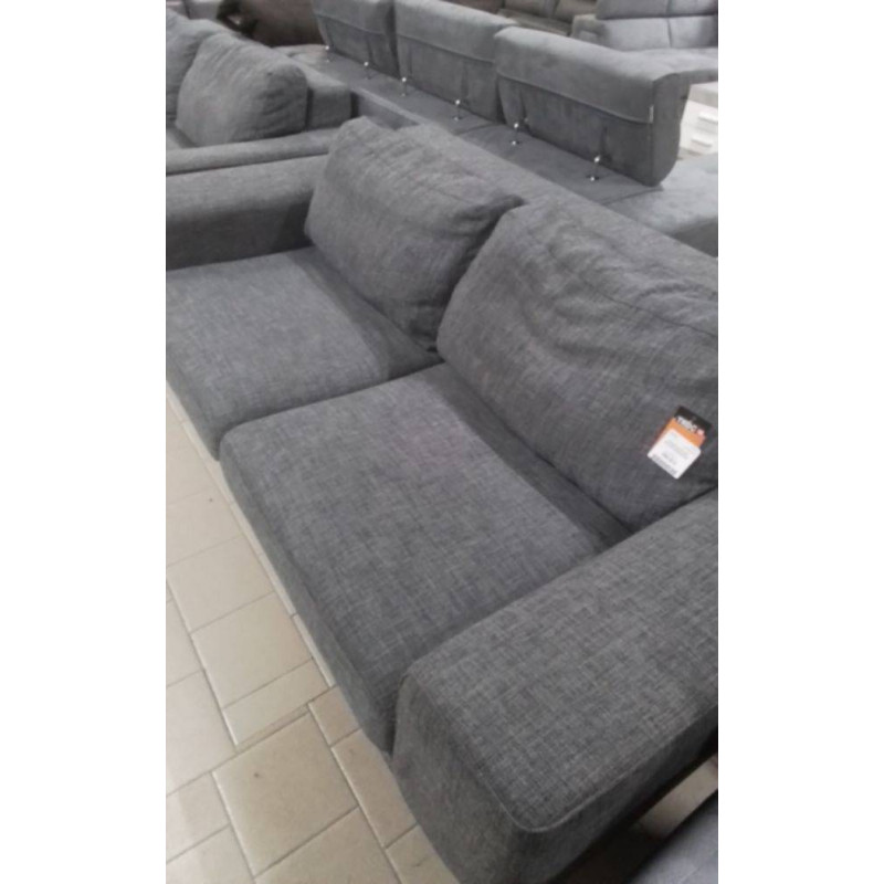 CANAPE 2 PLCUIR CENTER GRIS/JAUNE