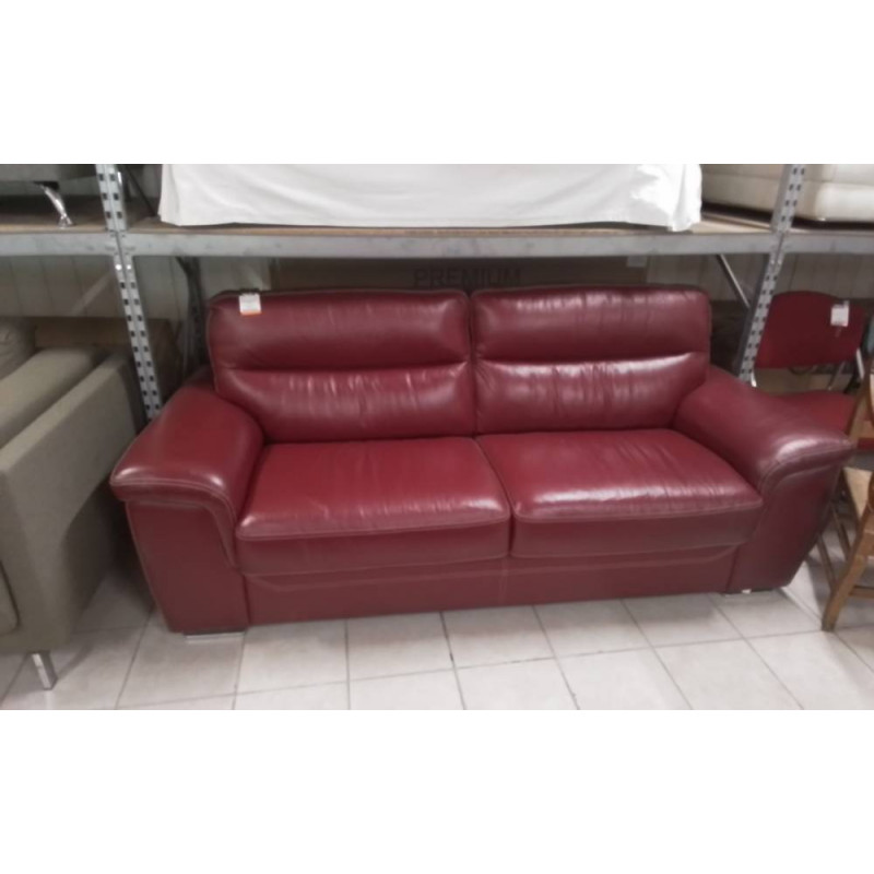 CANAPE 3 PLACES CUIR ROUGE