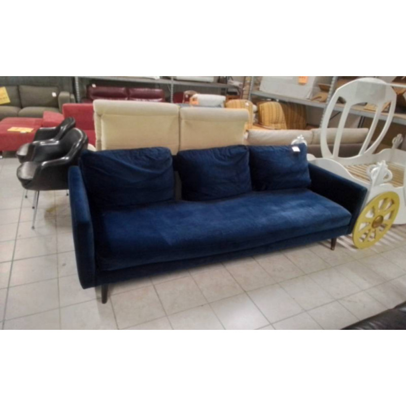 CANAPE VELOUR BLEU