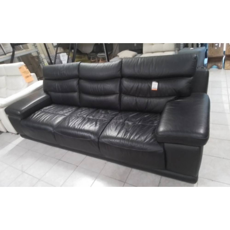 CANAPE CUIR NOIR 4 PLACES 2M50
