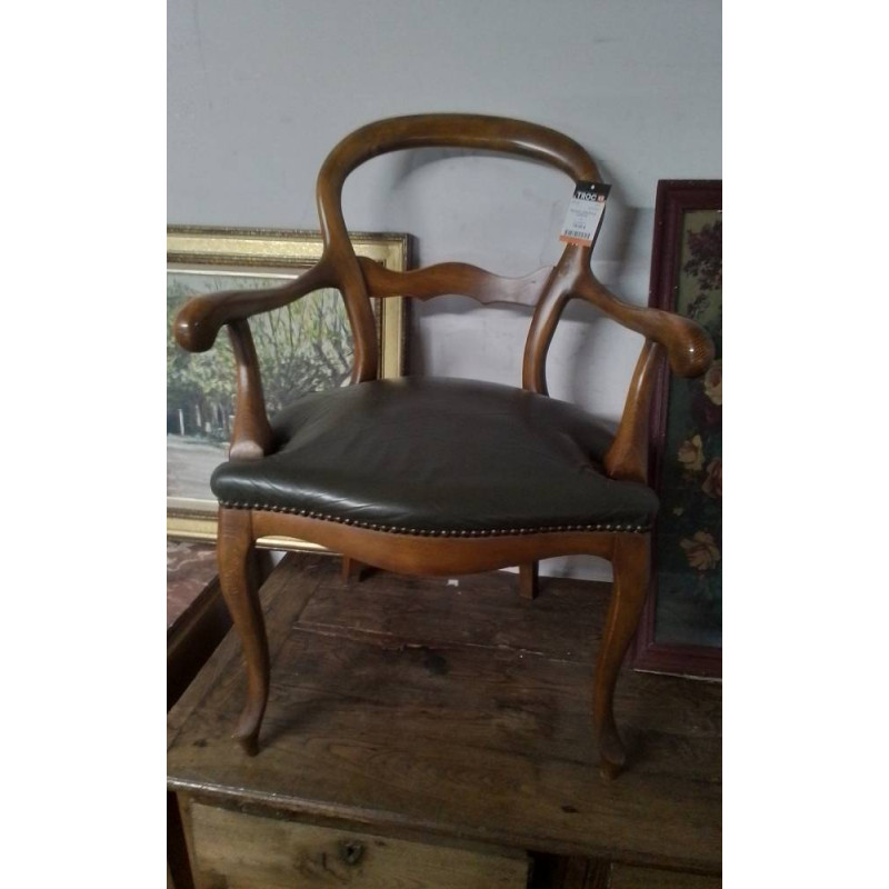 FAUTEUIL CUIR STYLE LOUIS XV