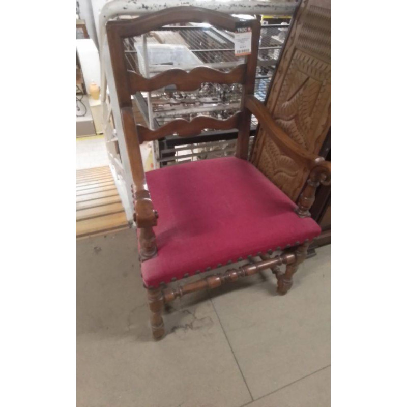 FAUTEUIL RENAISSANCE DESSUS VELOUR ROUGE