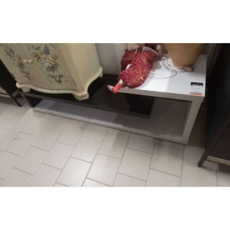 MEUBLE TV LAQUE BLANC/NOIR L UNITE