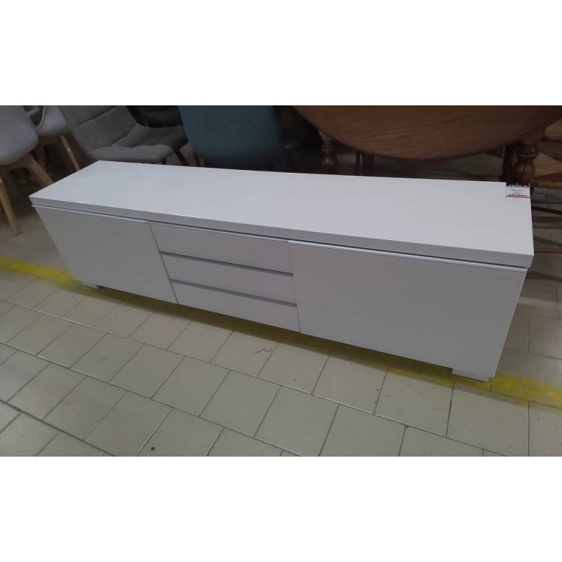 MEUBLE TV LAQUE BLANC 2 P 3 T