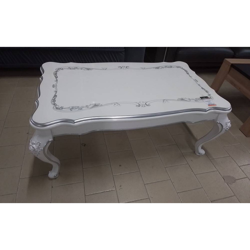 TABLE BASSE LAQUE BLANC ARGENT