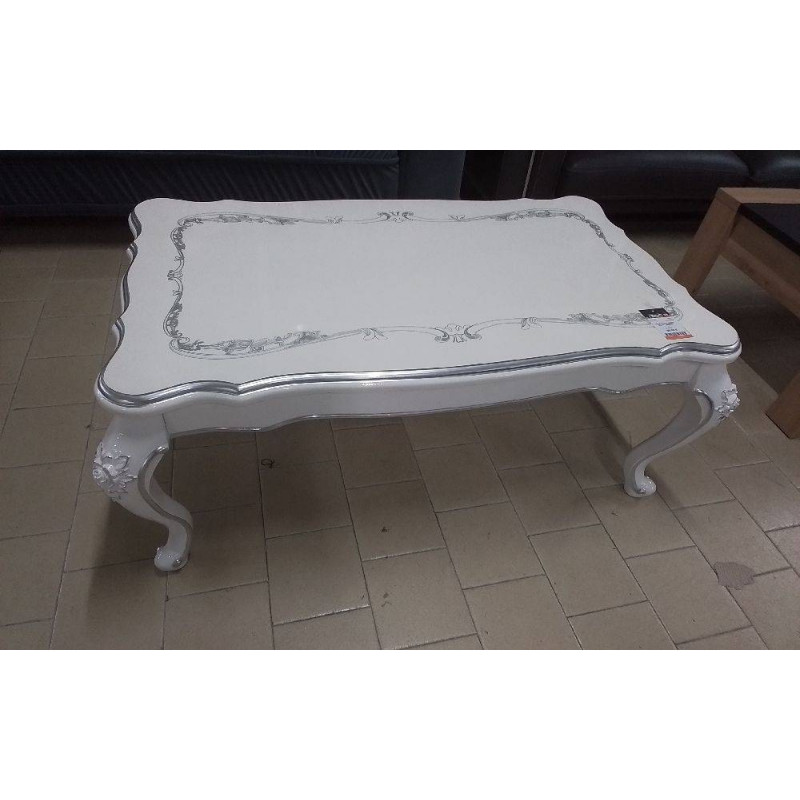 TABLE BASSE LAQUE BLANC ARGENT