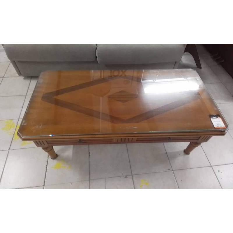 TABLE BASSE 2T MERISIER +VERRE