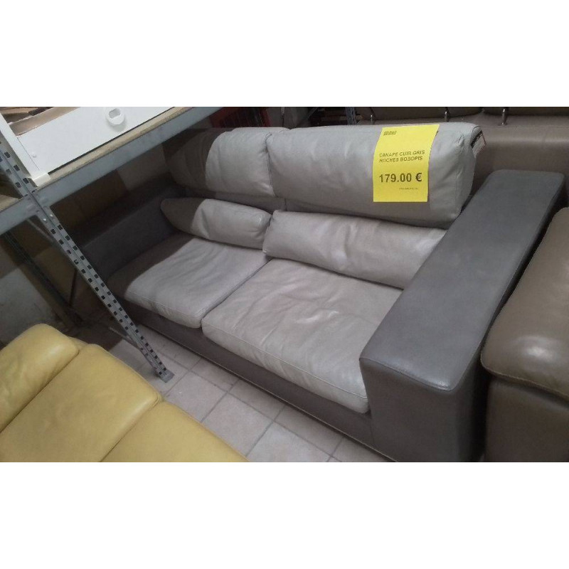 CANAPE CUIR GRIS ROCHES BOBOPIS