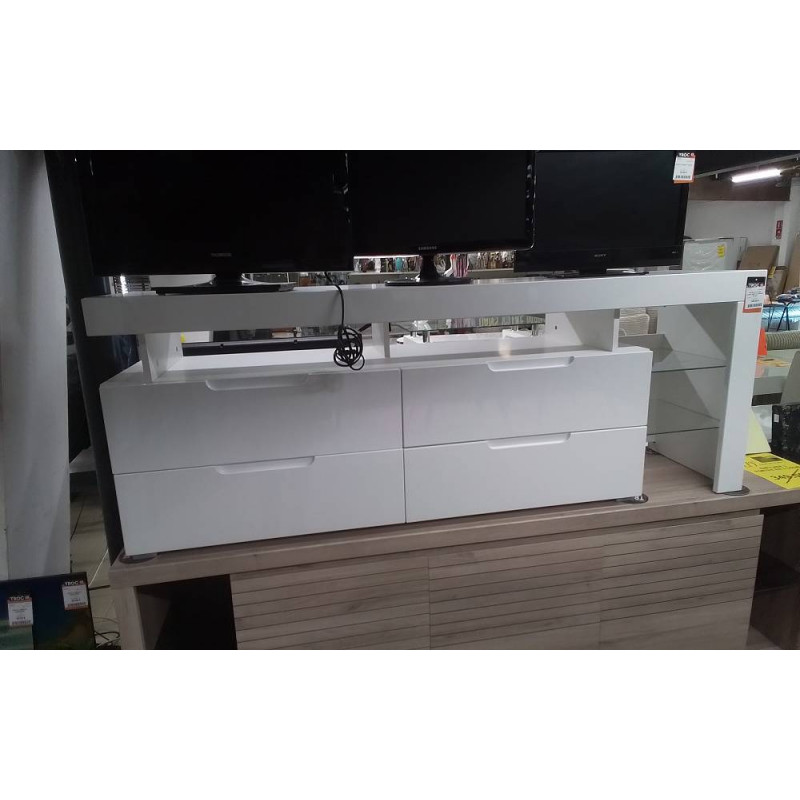 MEUBLE TV LAQUE BLANC AVEC ECLAIRAGE EN ACC
