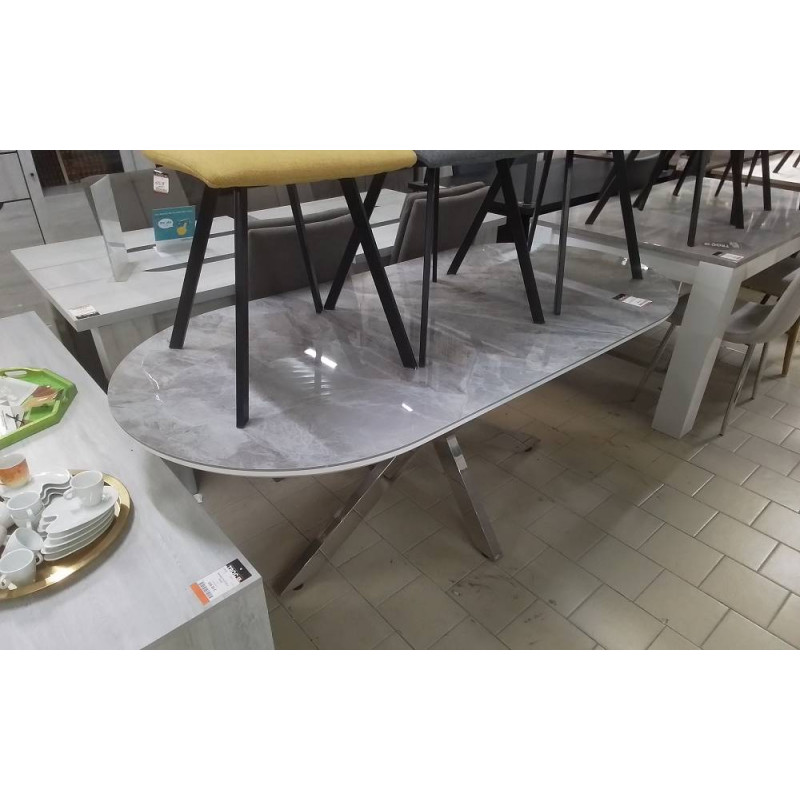 TABLE OVALE CERAMIQUE GRISE 1M80